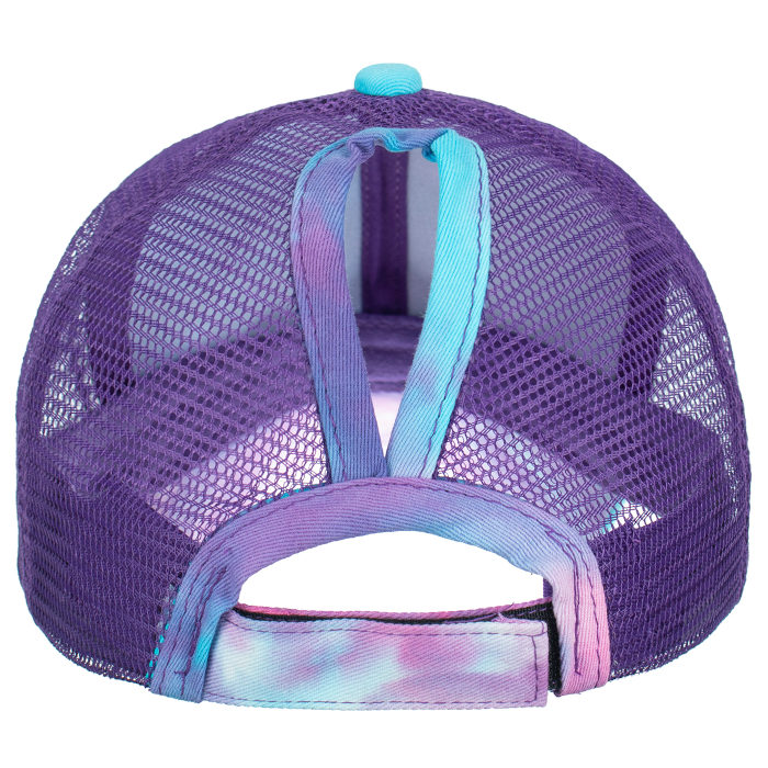 Just Ride Mesh Back Ponytail High Bun Ball Cap Hat Purple