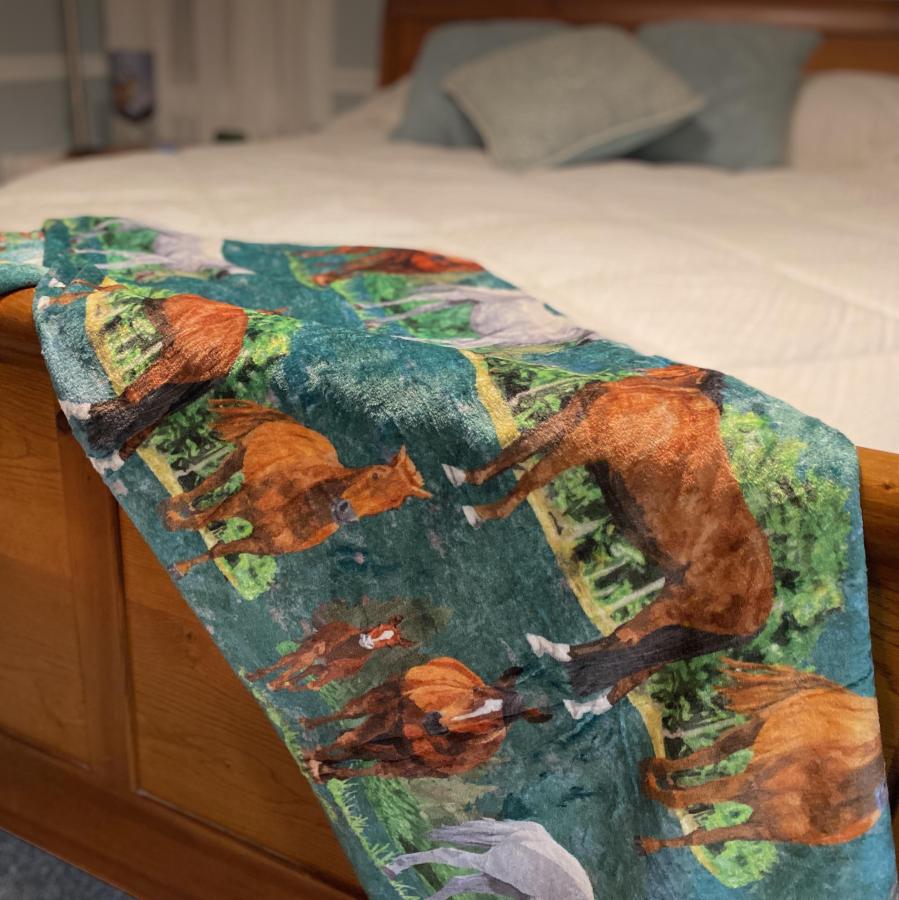 Tropical Horse Throw Blankets