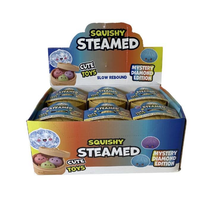 1.6"ea. Steam Bun Trio Cute Squishy Slow Rise Sensory Squeeze Stress Relief Toy Fidget, Display of 12