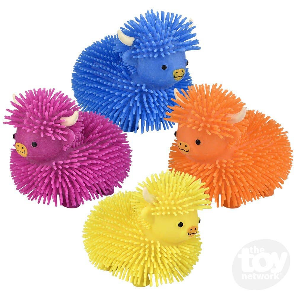 4" Highland Cow Puffer Sensory Toys, Display of 12