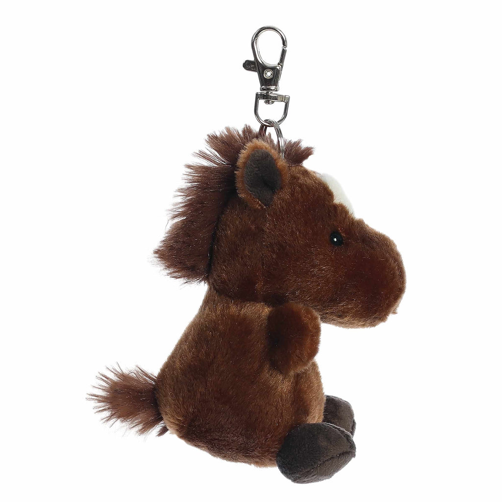 4" Plush Truffle Brown Horse Palm Pals Clip-On
