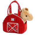 7" Plush Tan Horse In Stable Purse Carrier