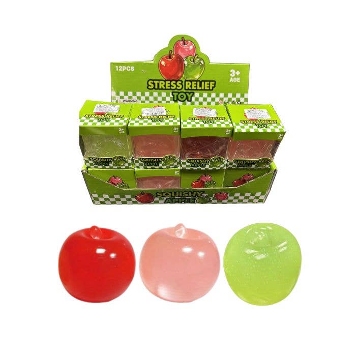 2.25" Squishy Apple Sensory Squeeze Stress Relief Toy Fidget, Display of 12