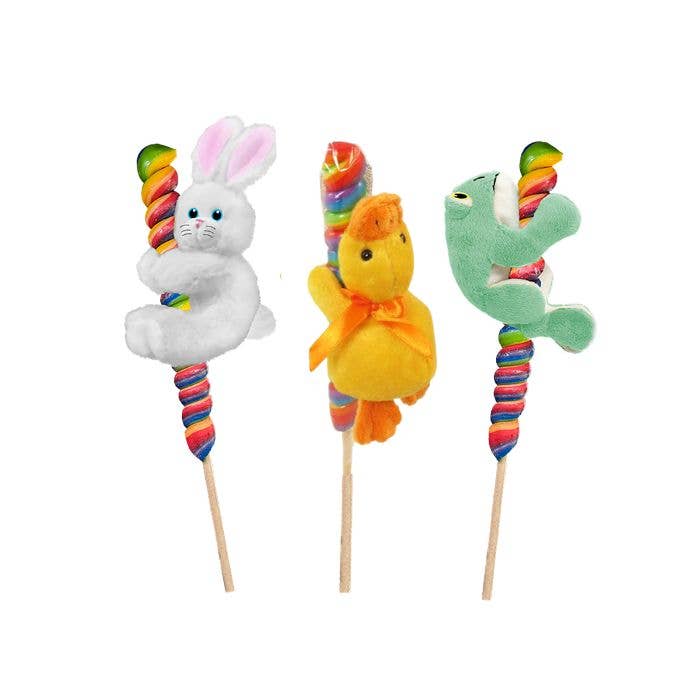 4" Plush Spring Animal On Pop
