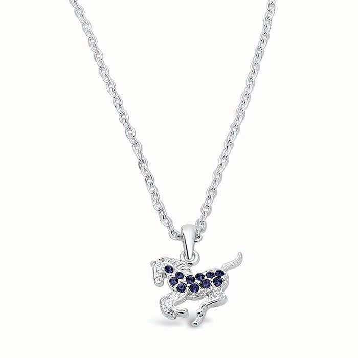 Kid's Galloping Horse Necklace, Aqua