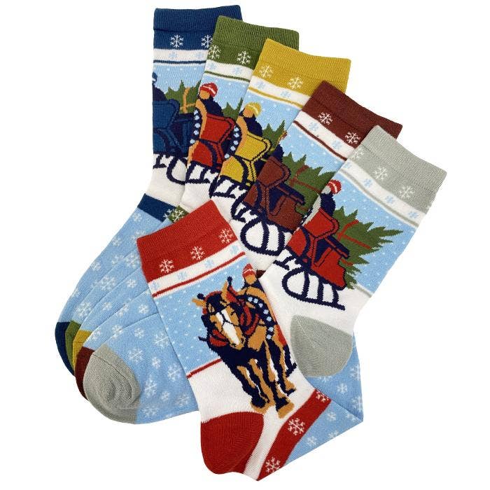 Sleigh Ride Crew Socks, 6-pack, Ladies shoe size 5-10