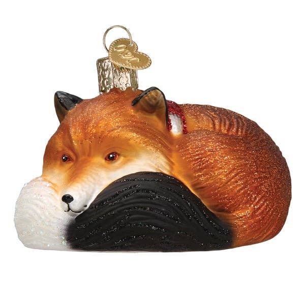 Ornament - Glass Fox In Scarf, 3.5"