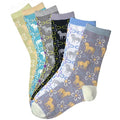 Horseshoe Blossoms Crew Socks, 6-pack, Ladies shoe size 5-10