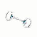 Small Genuine Silver Plated Snaffle Bit Pin, Aqua