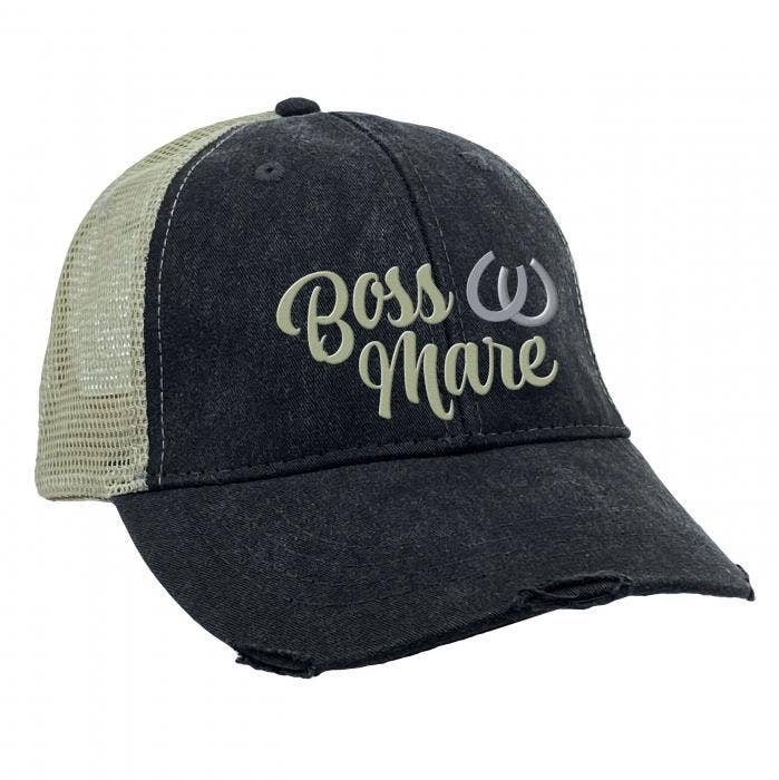 Boss Mare Cap, Black/Tan Mesh..