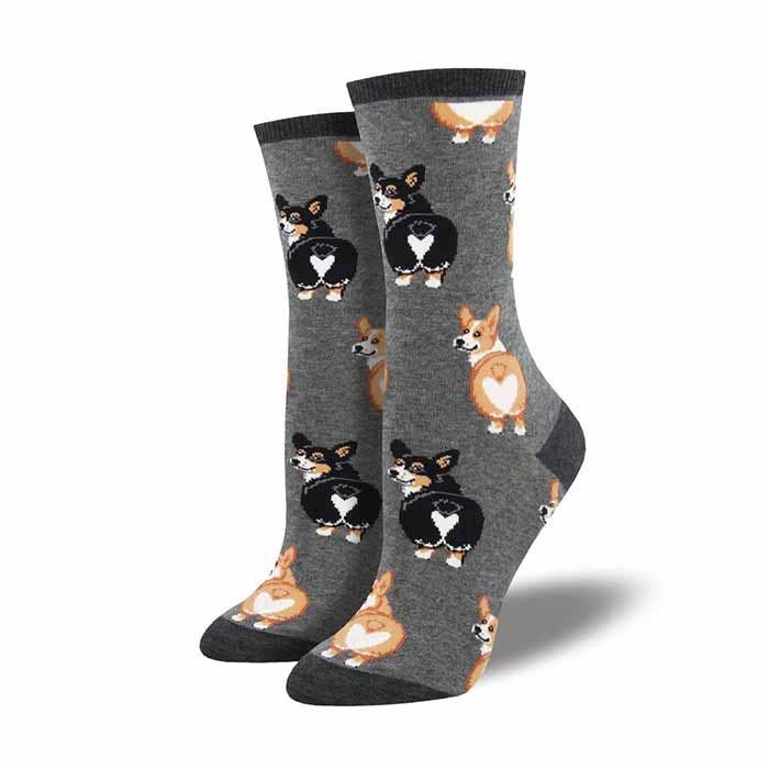 Corgi Butts Sock, Grey- Adult