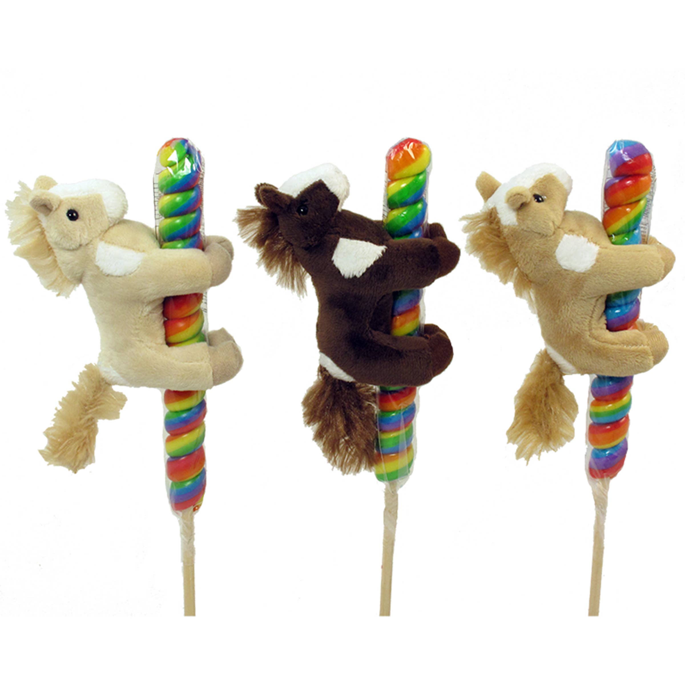 Plush Horse On Pop, 4" Horse, Natural
