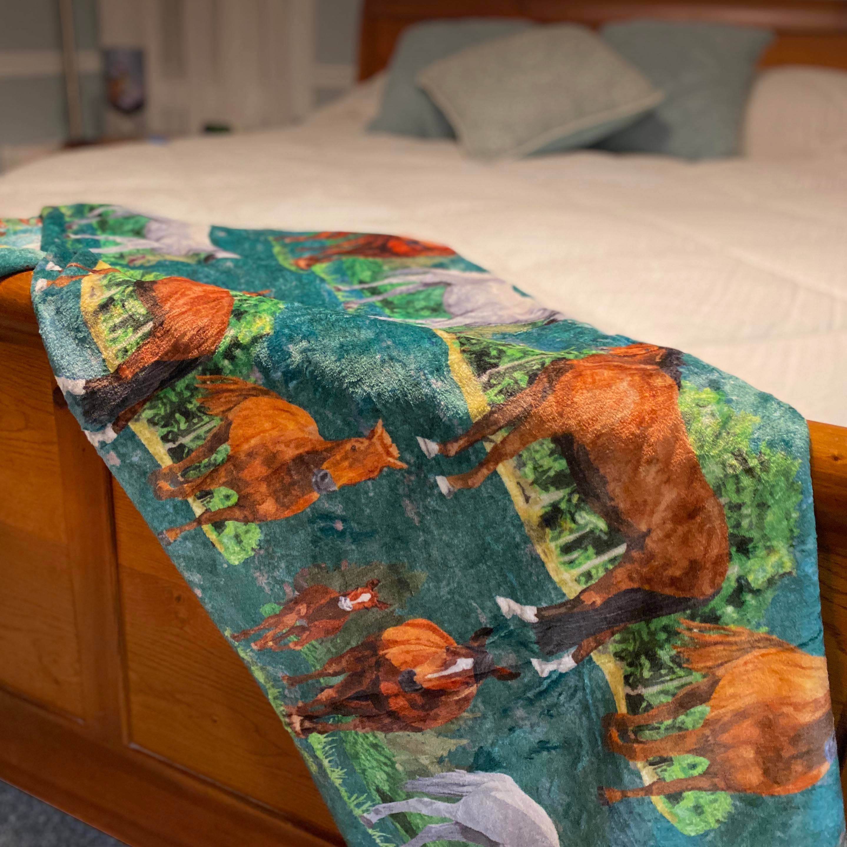 Tropical Horses Throw Blanket 60" x 72"