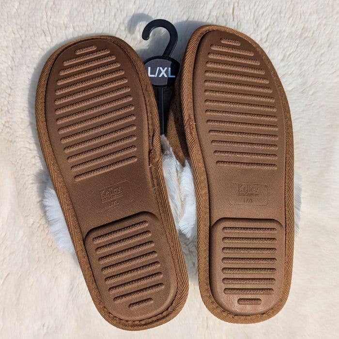 Bay Horse Faux Fur Suede Slippers, L/XL