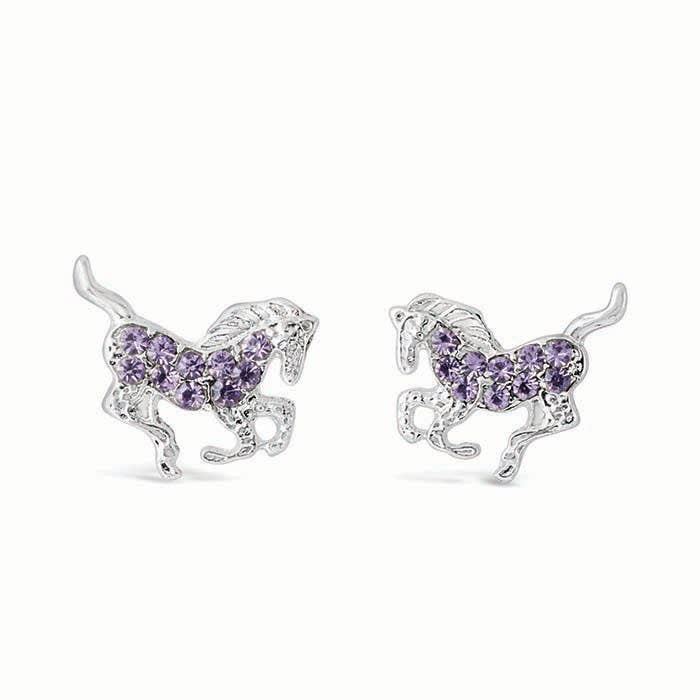Kid's Galloping Horse Earrings, Aqua