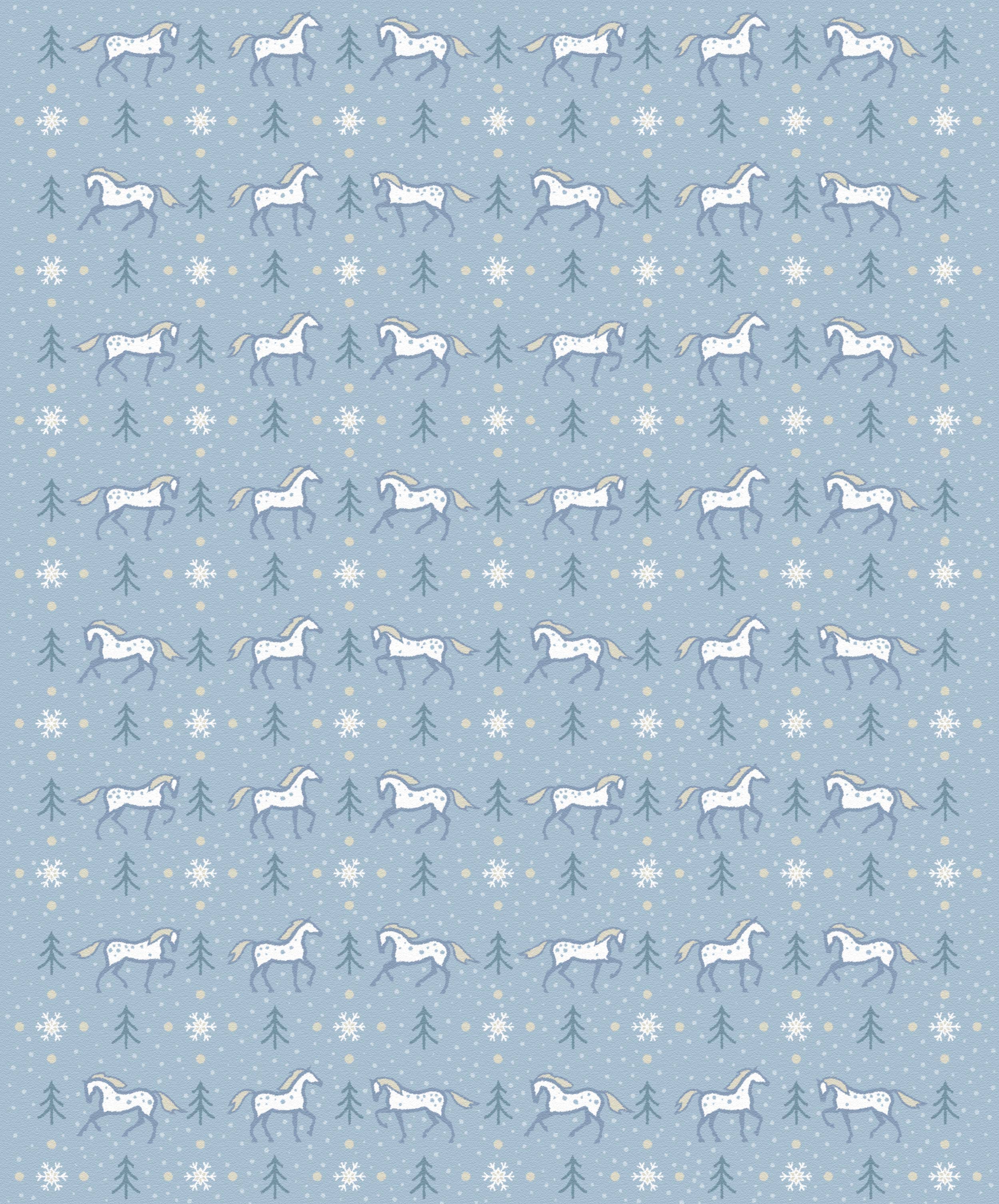 Snowy Pines Horse Throw Blanket 60" x 72"