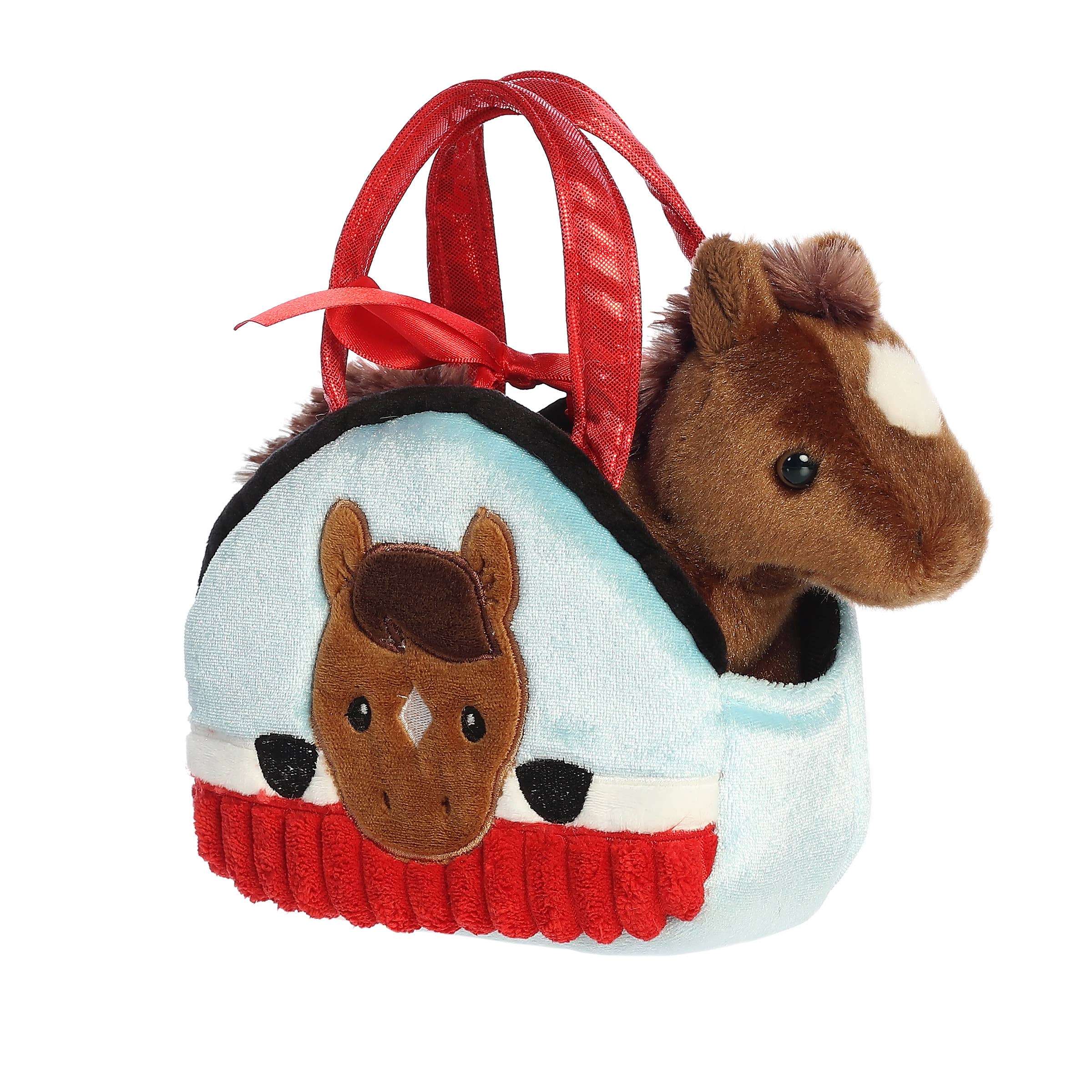 7" Brown Pony in Peek-A-Boo in Sparkle Purse Carrier
