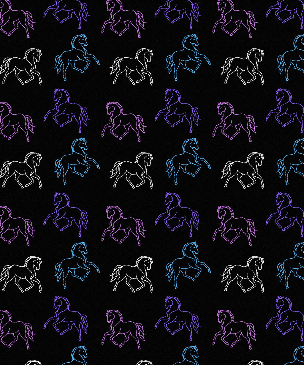 Neon Lights Horses Throw Blanket 60" x 72"
