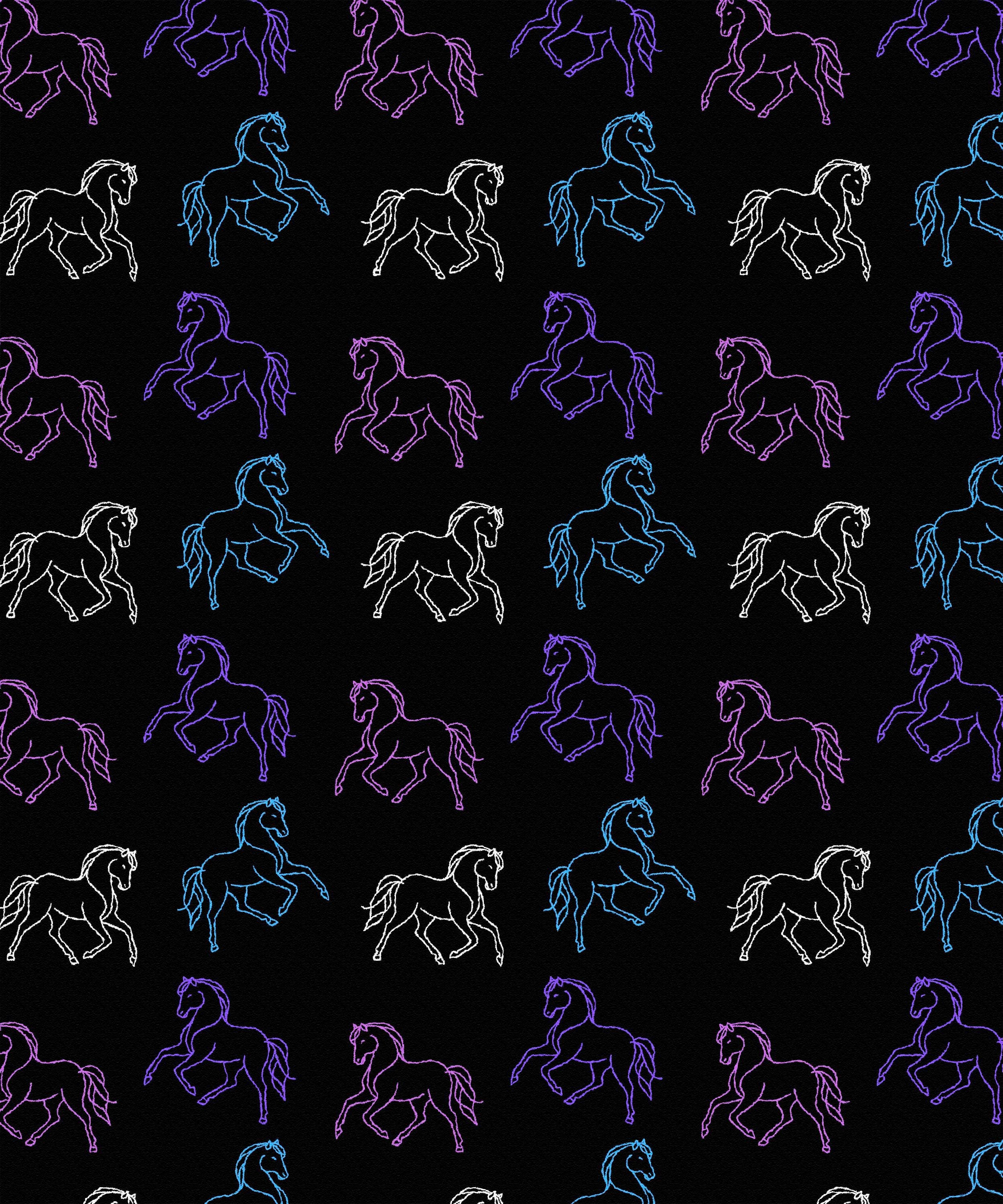 Neon Lights Horses Throw Blanket 60" x 72"