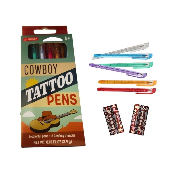 Western Equestrian Tattoo Pens & Stencils Kit, Case of 12