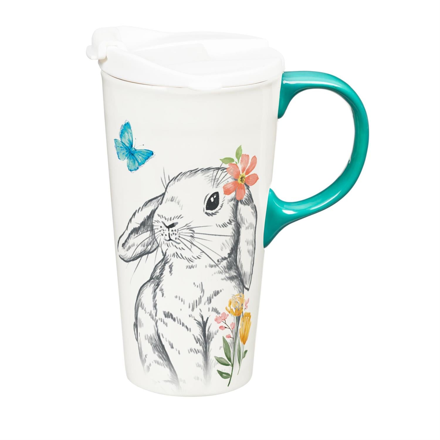 Ceramic Travel Cup Bunny Blooms