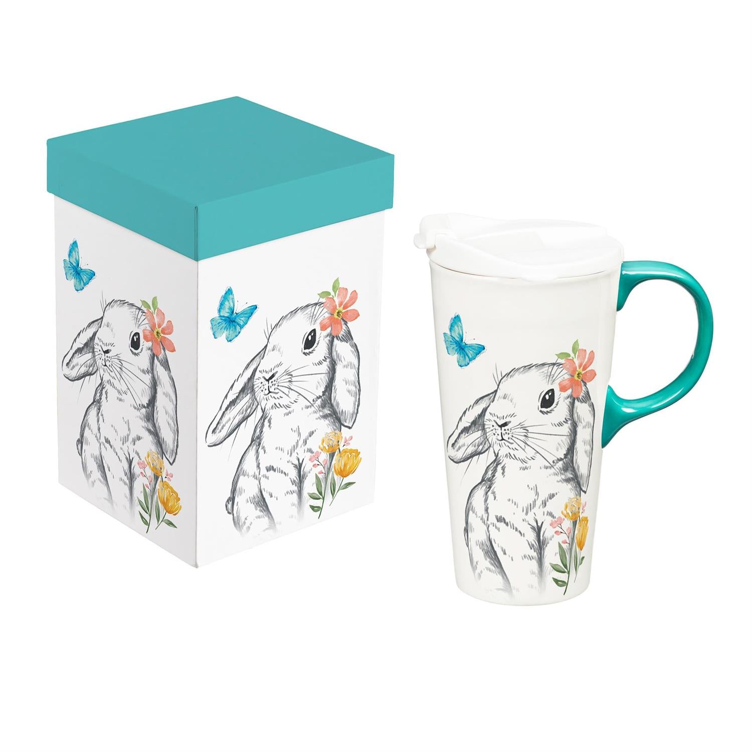 Ceramic Travel Cup Bunny Blooms