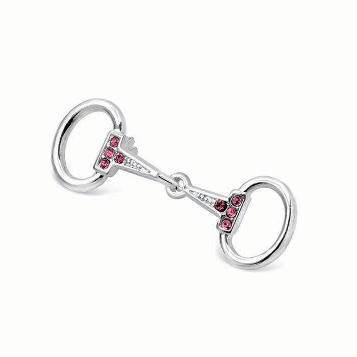 Small Genuine Silver Plated Snaffle Bit Pin, Aqua
