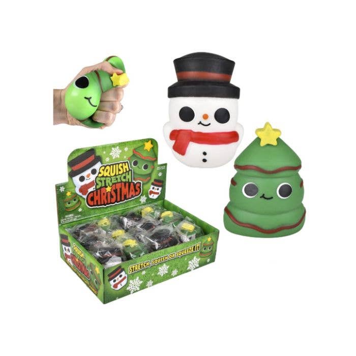 3" Christmas Squish Stretch Cream Filled Sensory Toys, Display of 12