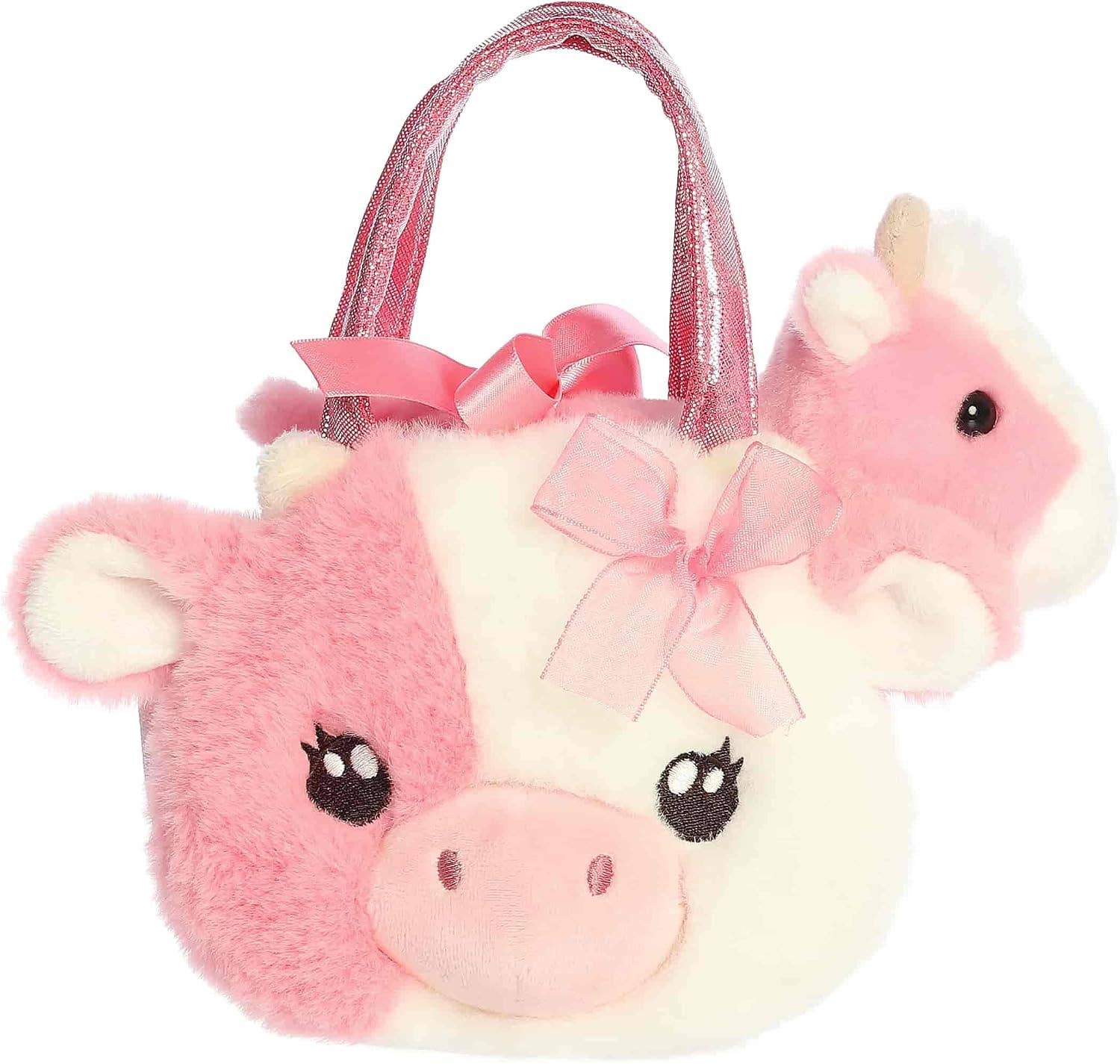 8" Plush Fuzzy Face Strawberry Cow Fancy Pals