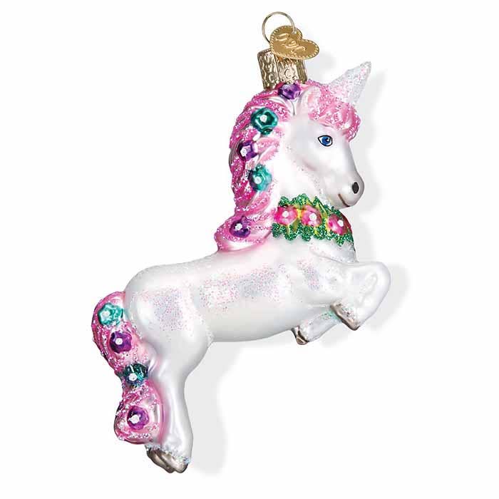 Ornament - Glass Prancing Unicorn, 4.75"