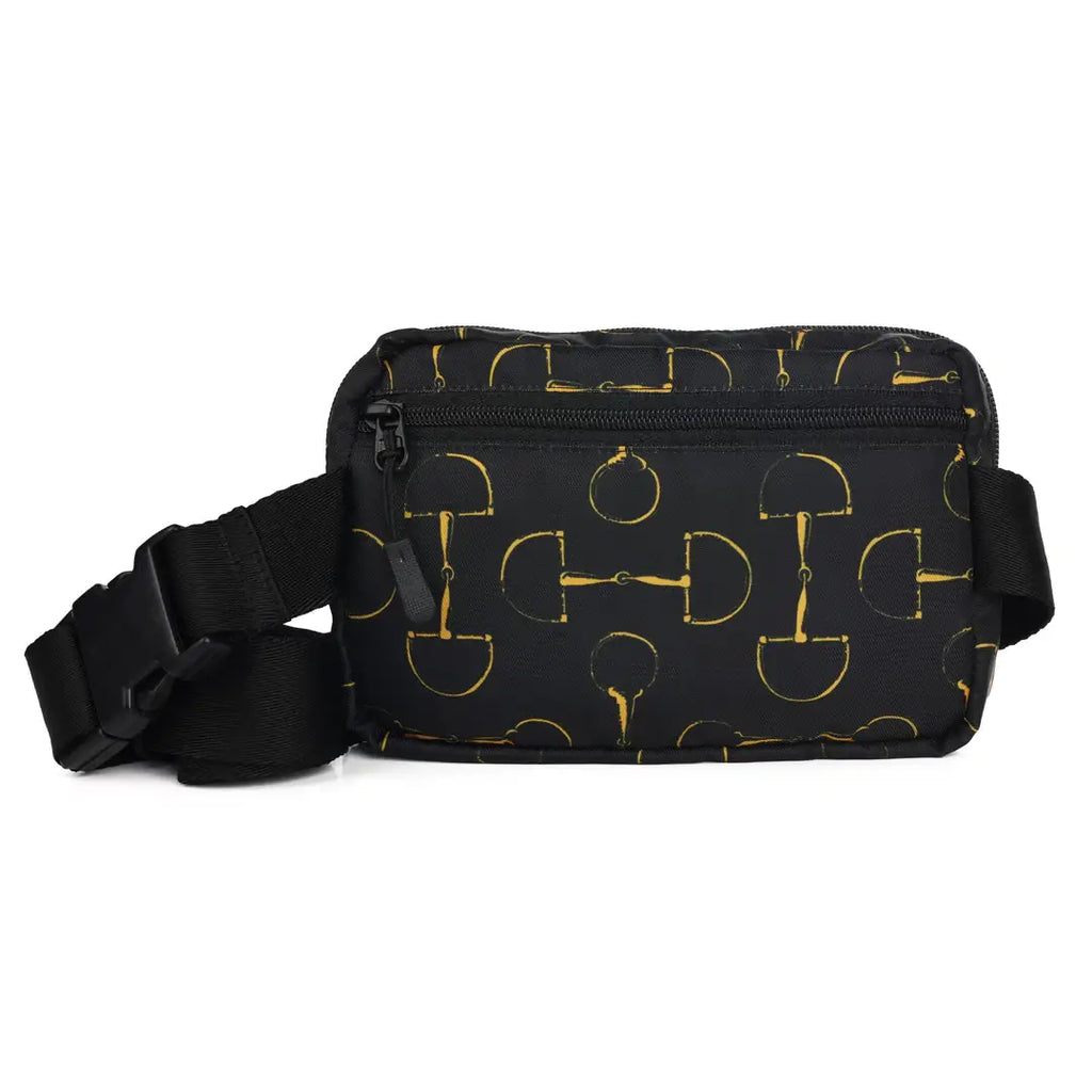 Vintage Snaffle Bit Crossbody Waist Bag, Black