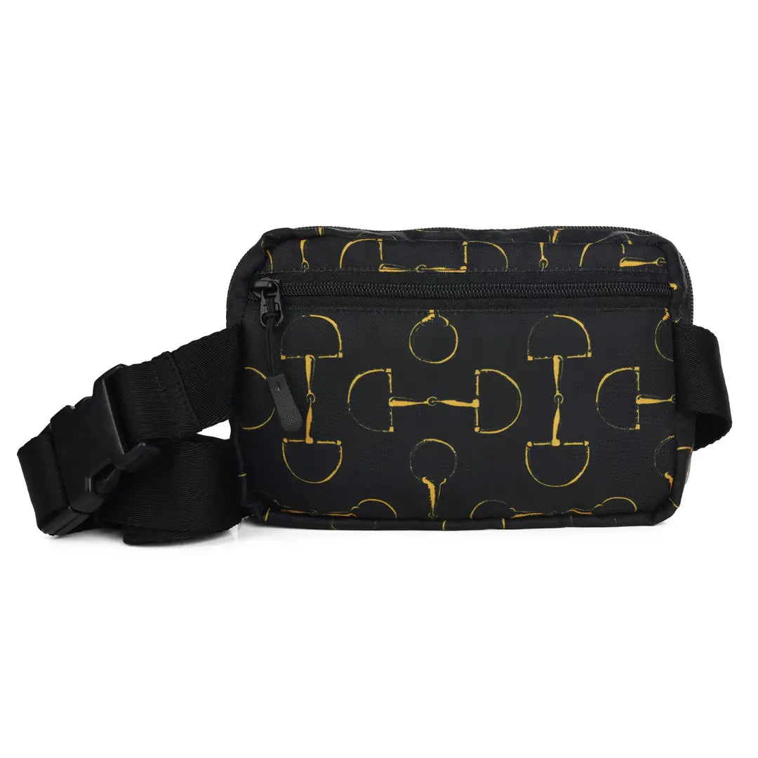 Vintage Snaffle Bit Crossbody Waist Bag, Black