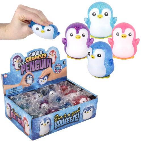 2.75" Sugar Squeezy Penguin Sensory Toys, Display of 12