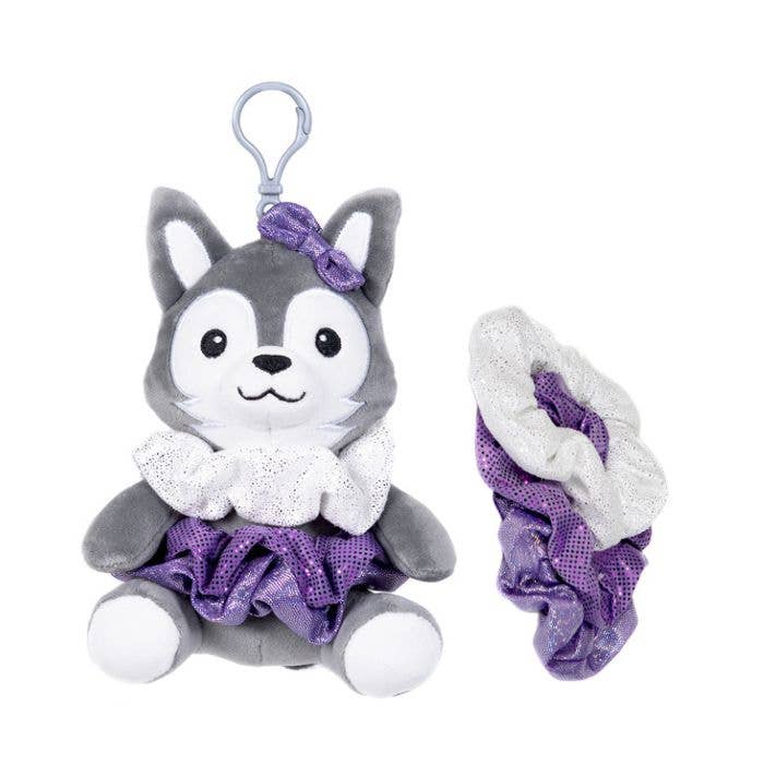 6" Scrunchie Huskie Wolf Dog with Clip