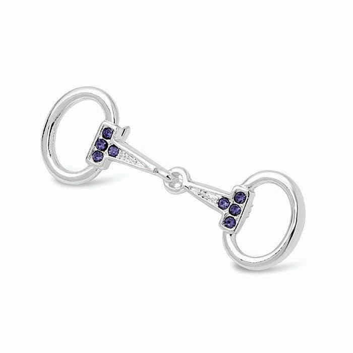 Small Genuine Silver Plated Snaffle Bit Pin, Aqua
