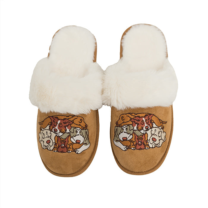 Cuddle Puddle Dog Faux Fur Suede Slippers