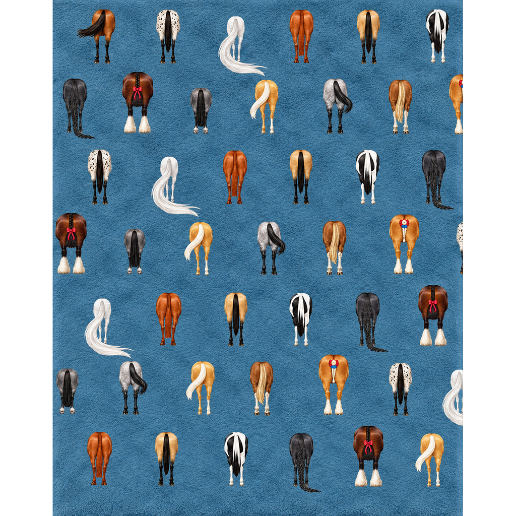 Blue Horse Tails Throw Blanket 60" x 72"