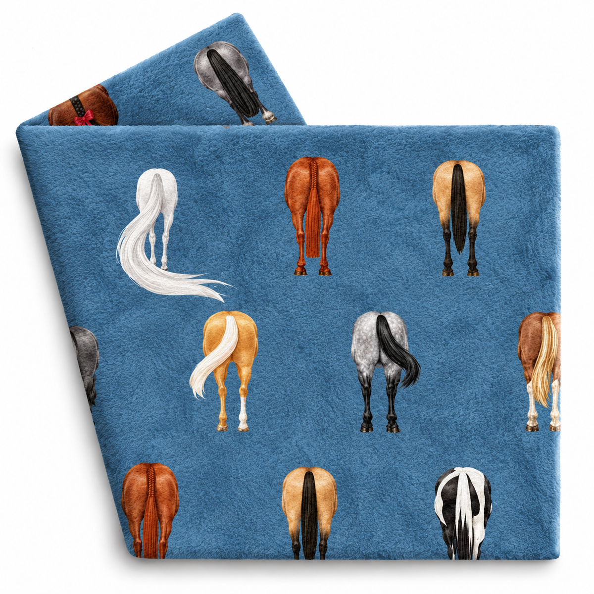 Blue Horse Tails Throw Blanket 60" x 72"