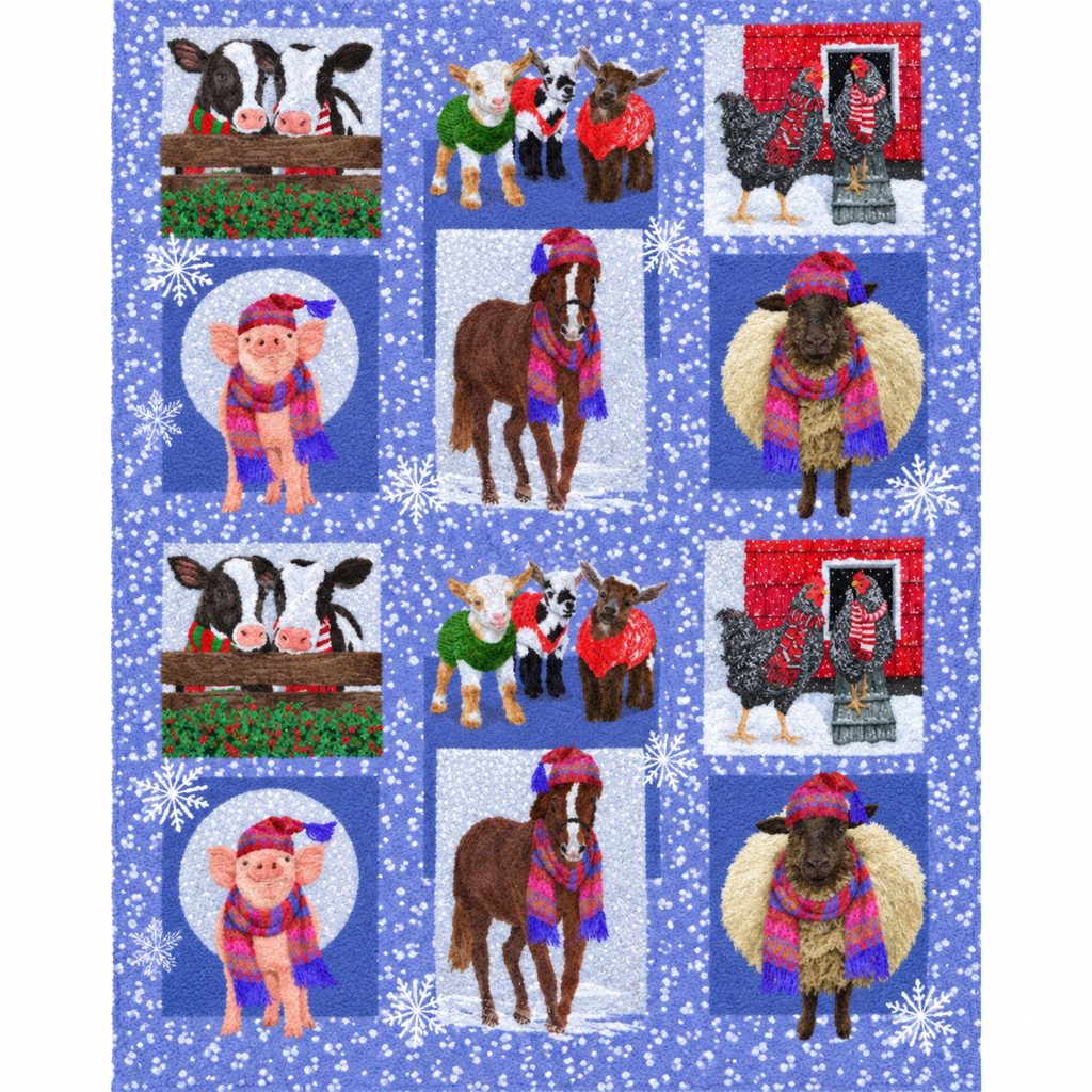 Snowy Farm Throw Blanket 60" x 72"