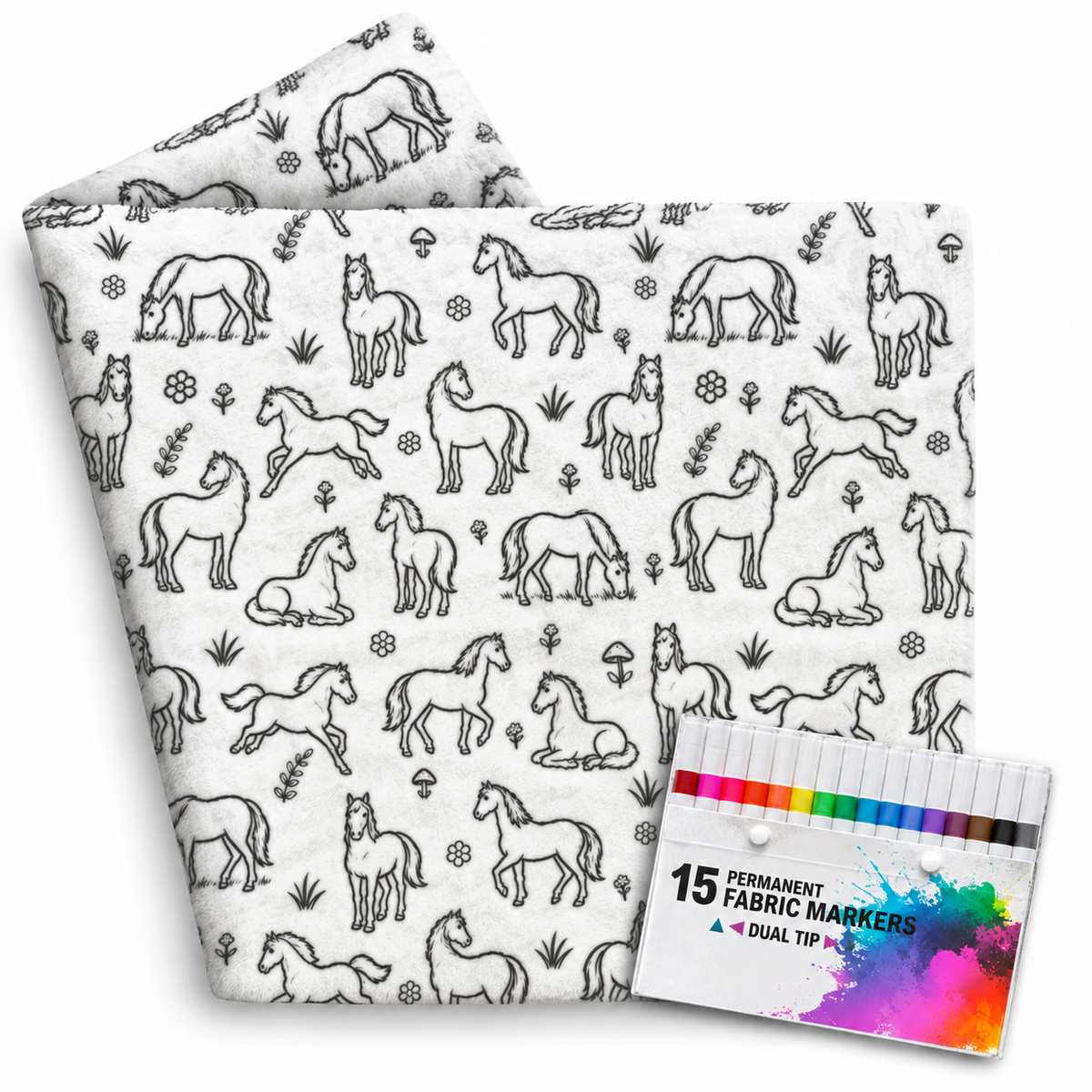 DIY Horse Throw Blanket 60" x 72" includes Fabric Markers