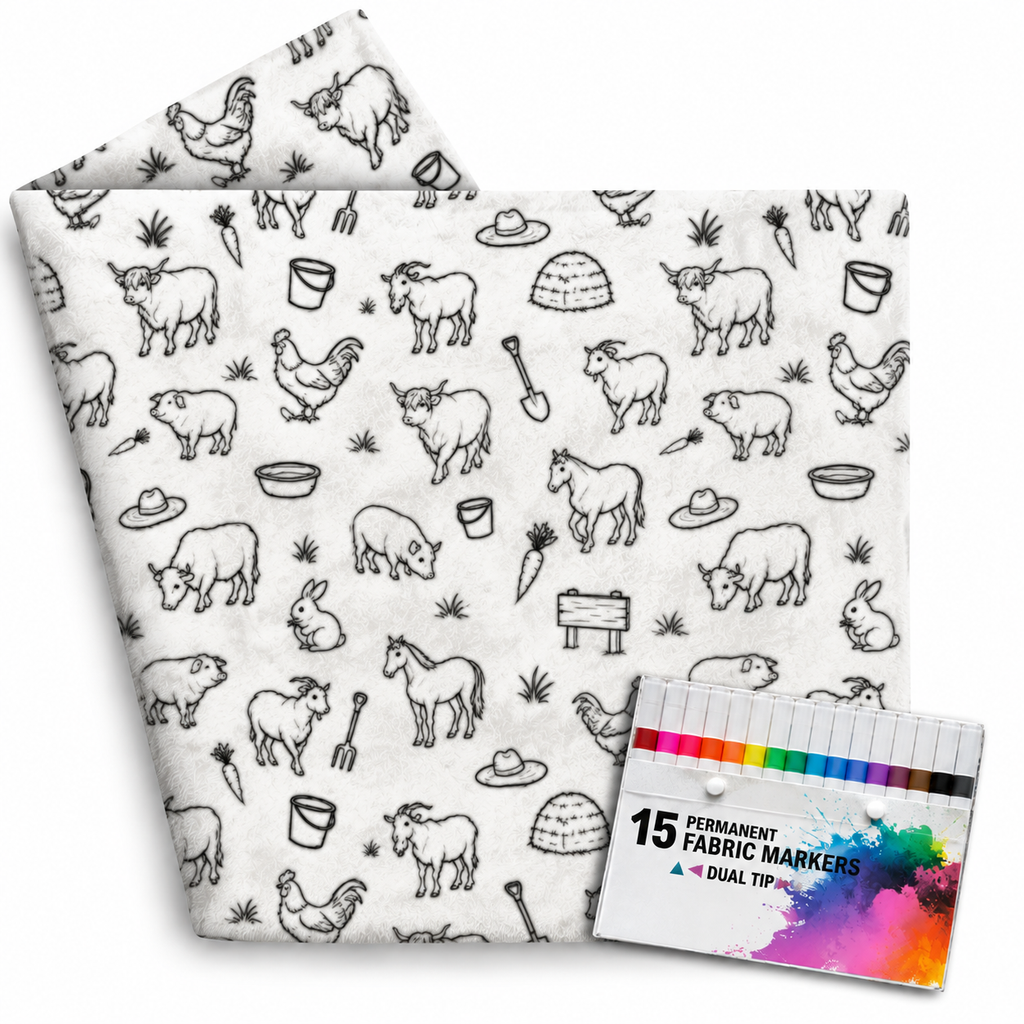 DIY Farm Throw Blanket 60" x 72" includes Fabric Markers
