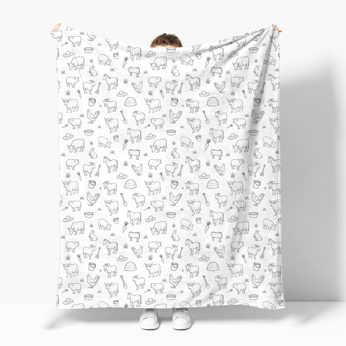 DIY Farm Throw Blanket 60" x 72" includes Fabric Markers