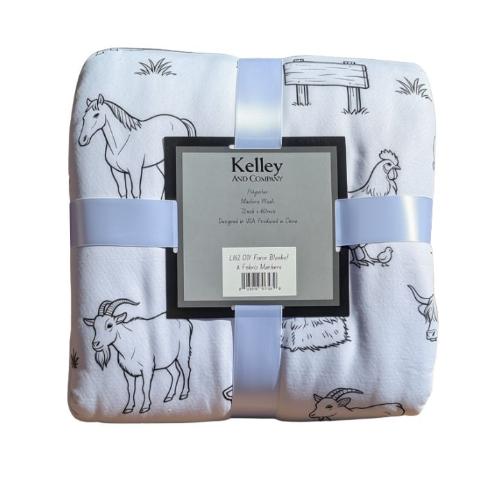 DIY Farm Throw Blanket 60" x 72" includes Fabric Markers