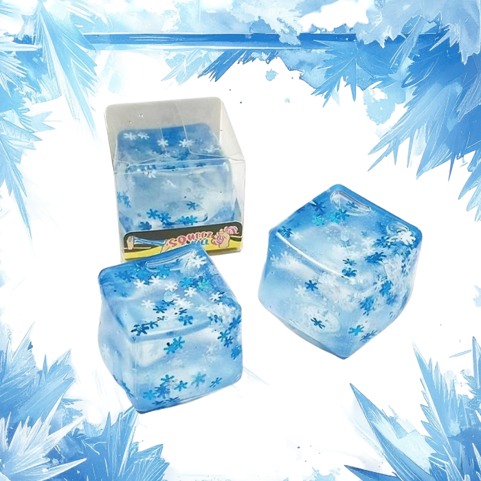 2" Slow Rise Snowflake Cube Squishy, Display of 12