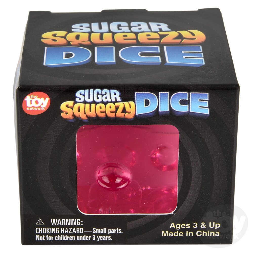 2" Sugar Squeezy Dice Sensory Toys, Display of 12