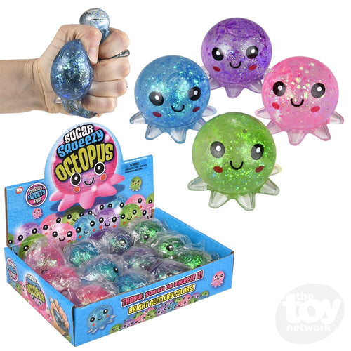 2.5" Sugar Squeezy Octopus Sensory Toys, Display of 12