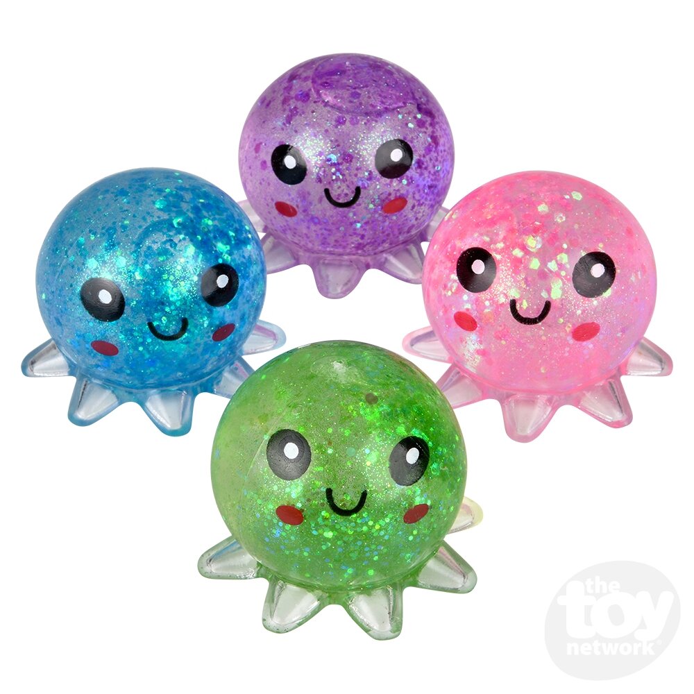 2.5" Sugar Squeezy Octopus Sensory Toys, Display of 12