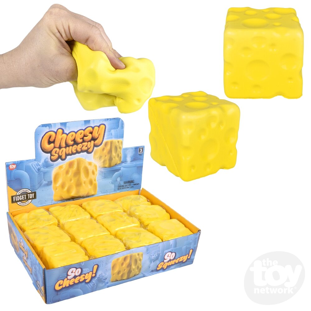 2.75" Squish Cheese Sensory Toys, Display of 12