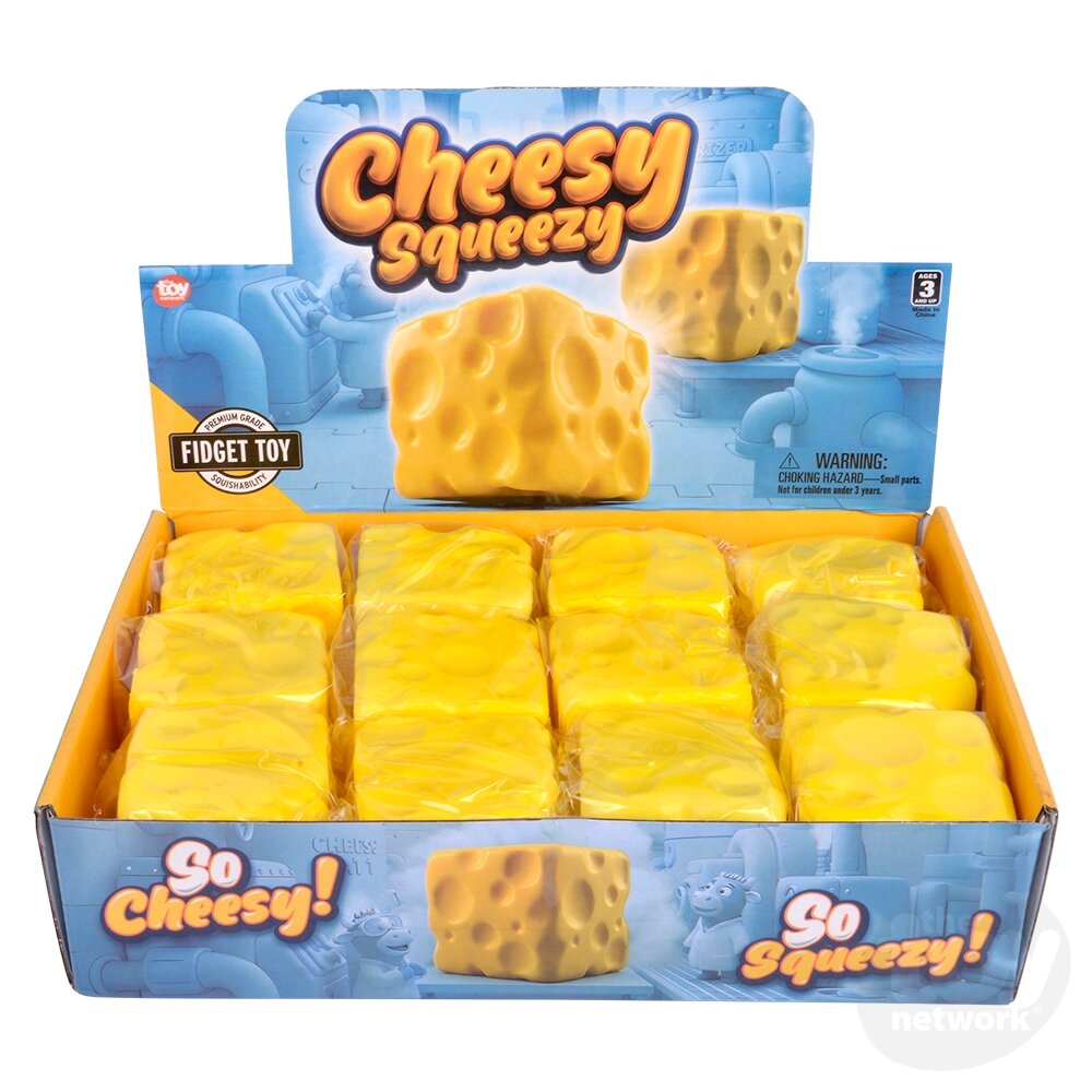 2.75" Squish Cheese Sensory Toys, Display of 12