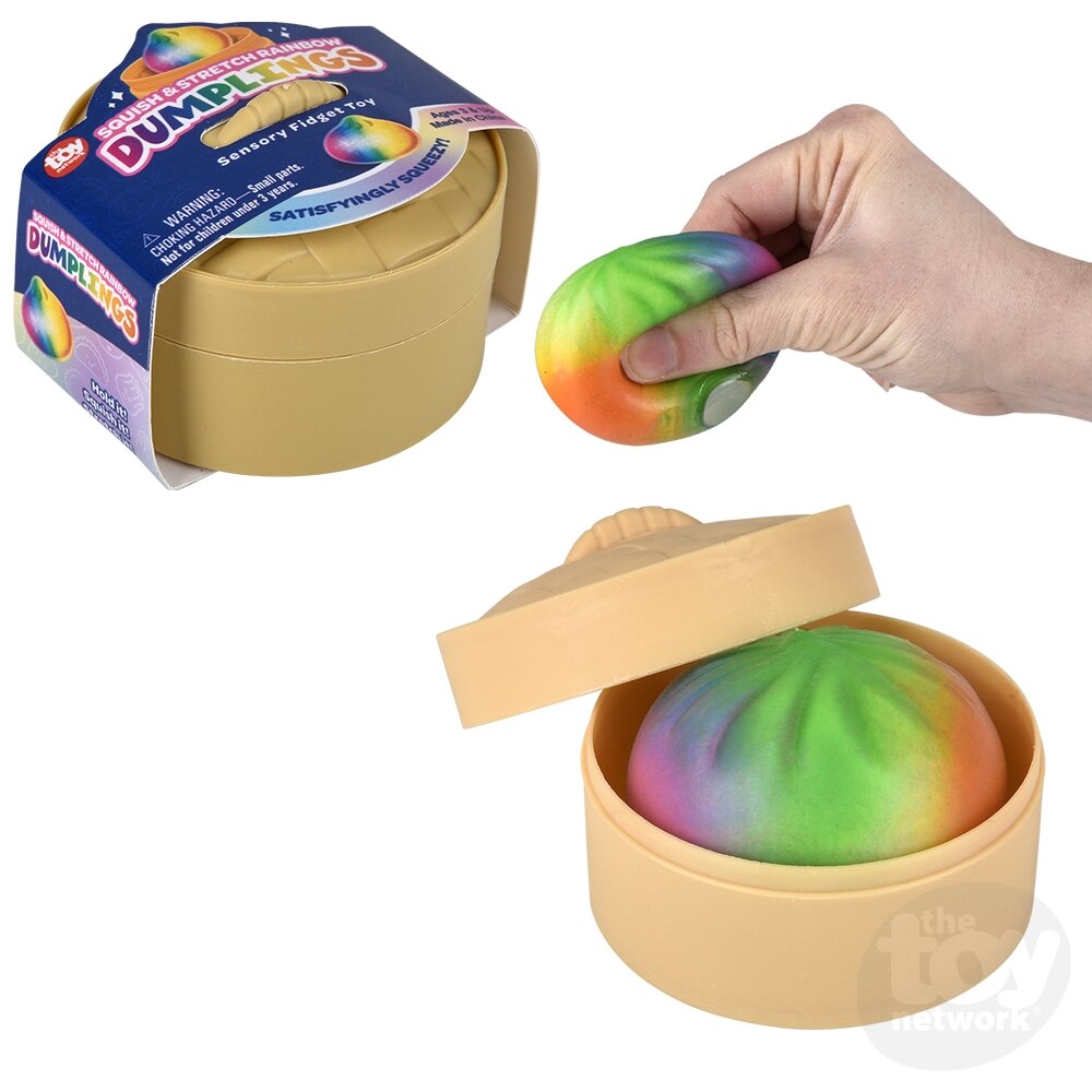 2" Squish and Stretch Surprise Rainbow Dumpling Sensory Toys, Display of 12